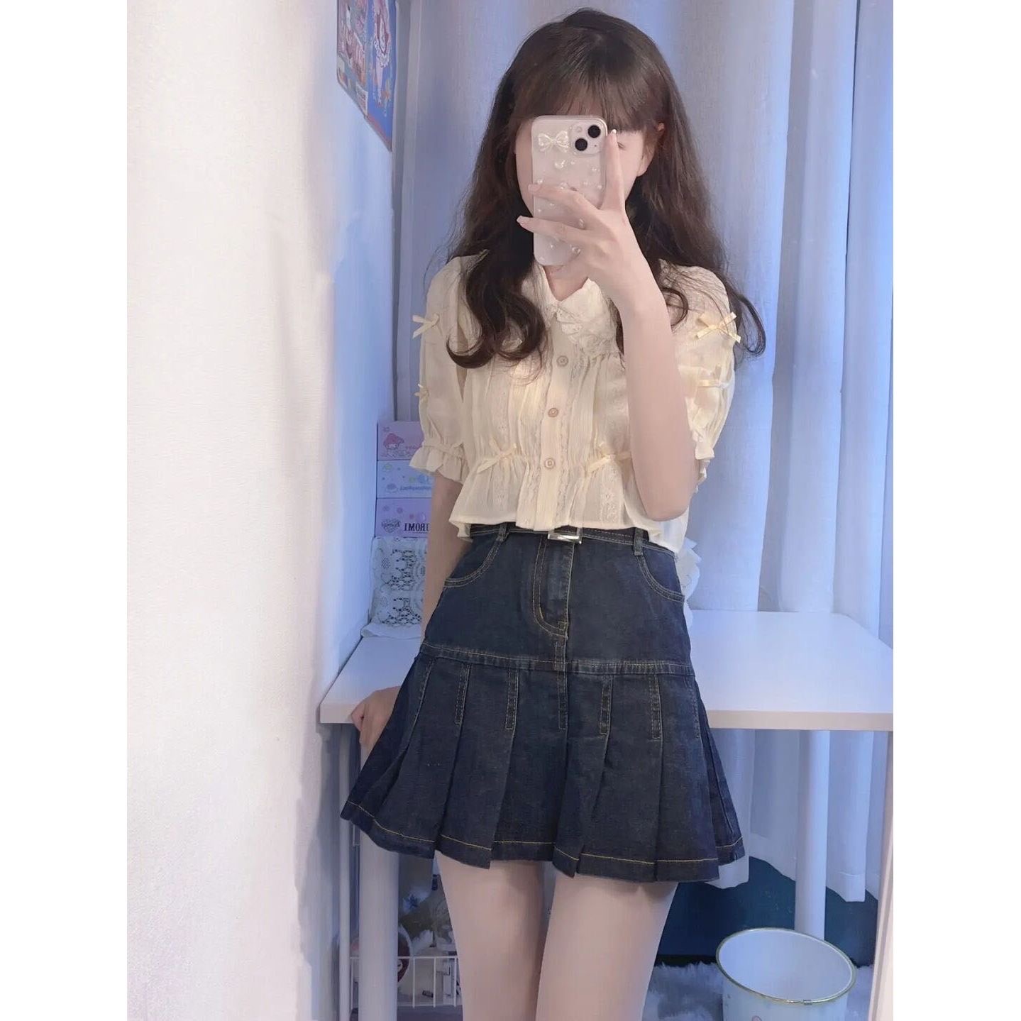 Set váy jeans kèm áo xinh xắn SN0044