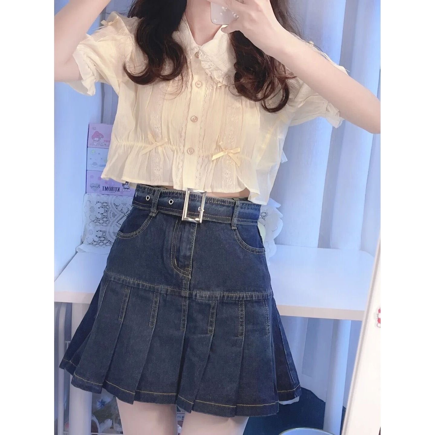 Set váy jeans kèm áo xinh xắn SN0044