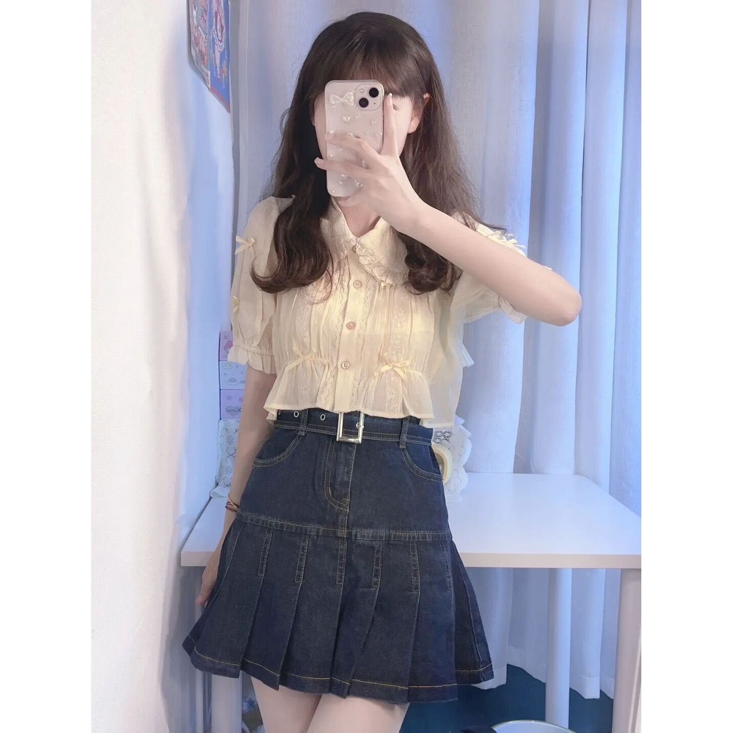 Set váy jeans kèm áo xinh xắn SN0044
